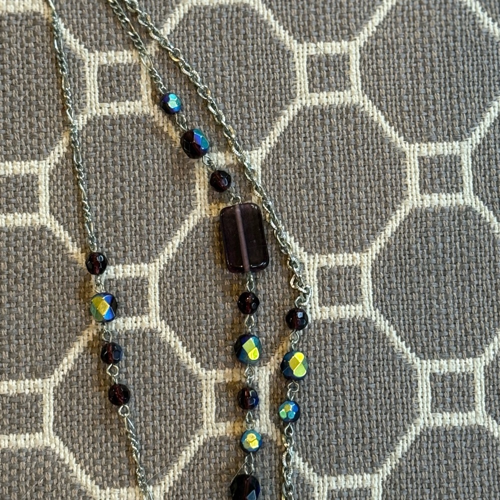 Elegant Multi-Layered Blue, Purple,  and Silver Necklace - Picture 5 of 7